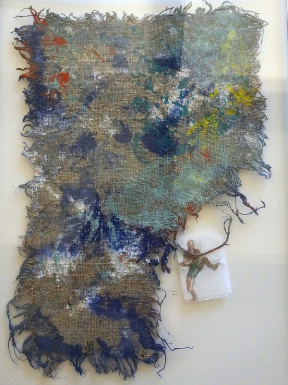 Chaos sur ma toile 10 - acrylique sur lin et aquarelle sur coton par Nicole Besnainou (34x46 cm)