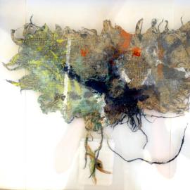 Chaos sur ma toile 7 - acrylique sur lin et aquarelle par Nicole Besnainou (36x29 cm)