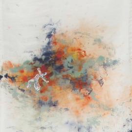 AUBE 4 - Acrylique sur  voile de lin par Nicole Besnainou (280X45 CM)