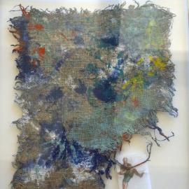 Chaos sur ma toile 10 - acrylique sur lin et aquarelle sur coton par Nicole Besnainou (34x46 cm)