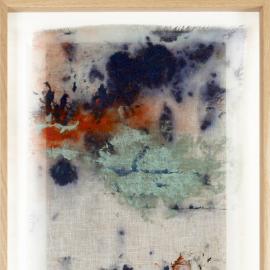 AUBE SUR FENESTREL 1 - Acrylique sur  voile de lin par Nicole Besnainou (100x 30 cm)