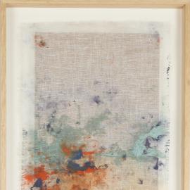 AUBE SUR FENESTREL 2 - Acrylique sur  voile de lin par Nicole Besnainou (100x 30 cm)