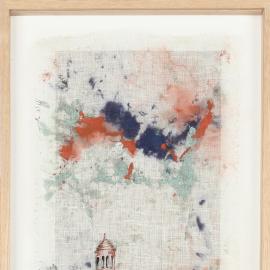 AUBE SUR FENESTREL 3 - Acrylique sur  voile de lin par Nicole Besnainou (63x 29 cm)